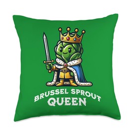 Brussel Sprout Queen Funny Thanksgiving Side Vegetable Throw Pillow
