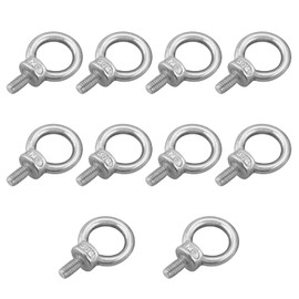 GETLITOOL Eye Bolts (12mm/10pcs) Eyebolts M6 304 Stainless Steel Threaded Rings Bolts for Harbors, Power Plants, Shipbuilding, Petrochemical, Mining, Railways, Automobiles
