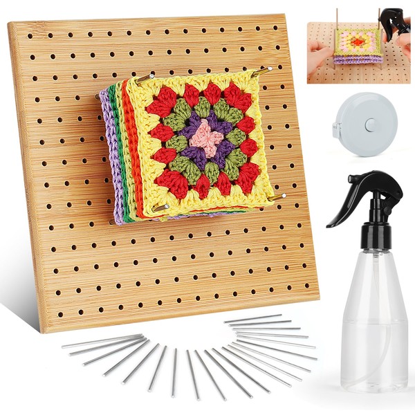 Katech Barrier Board for Granny Square, Handcrafted Wooden Blocking Board for Crocheting, Wooden Blocking Board Crochet