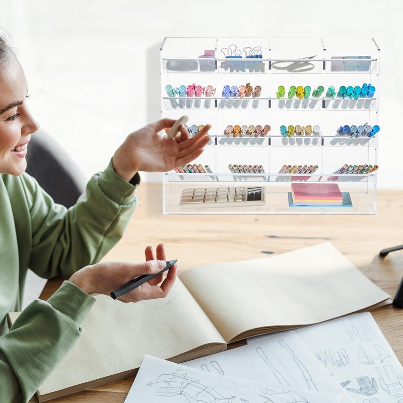 MotiMind Acrylic Pen Organizer Storage Vertical Marker Organizer Acrylic Pen