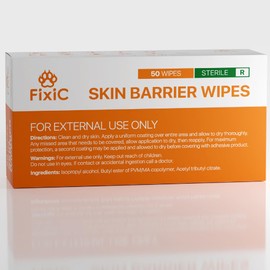 Fixic Skin Barrier Wipes - 50 PCS - Premium Skin Prep Protective Wipes - Skin Adhesive Wipes to Create the Barrier between Skin and Attachments - Skin Glue Wipes to Increase the Adhesive Tape Effect!
