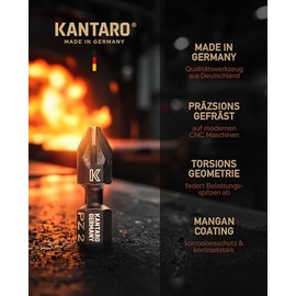 KANTARO 4573 Bit PZ2 x 25 mm (Pack of 5) Made in Germany with Torsion Zone - PZ Bit for Pozidriv Screws
