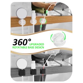 Magnetic Cord Holder for Desk & Nightstand, 7-Pack 360° Rotatable Cable Clips Organizer - Strong Adhesive Fits 8mm Lots for Phone Charger Cords & Wires, Clear