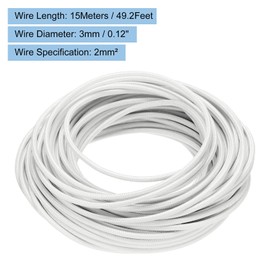 MECCANIXITY 15 Meter/49.2ft 14AWG Flexible Silicone High Temp Wire Cable -60 to 300 Degree Celsius Insulated Resistant Electrical Cable for Industry, White