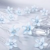 10Pcs Blue Flower Hair Pins,Rhinestone U-Shaped Bridal Hair Accessories