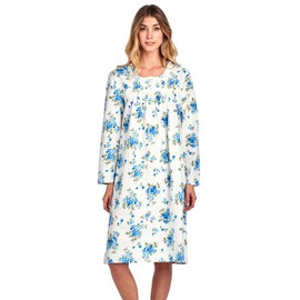Casual Nights Women's Flannel Floral Long Sleeve Nightgown - Floral Blue - X-Large