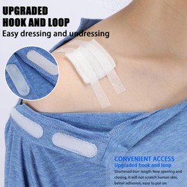 Unisex Post Shoulder Surgery Shirts Recovery Tear Away Short Sleeve Chemo Clothing with Stick On Fasteners, Convenient (US, Alpha, X-Large, Regular, Regular, Blue)