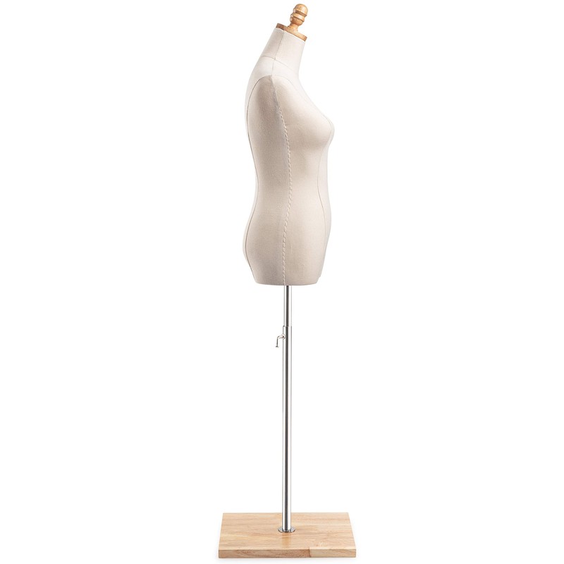 Female Display Dress Form Mannequin in Natural Canvas on Modern