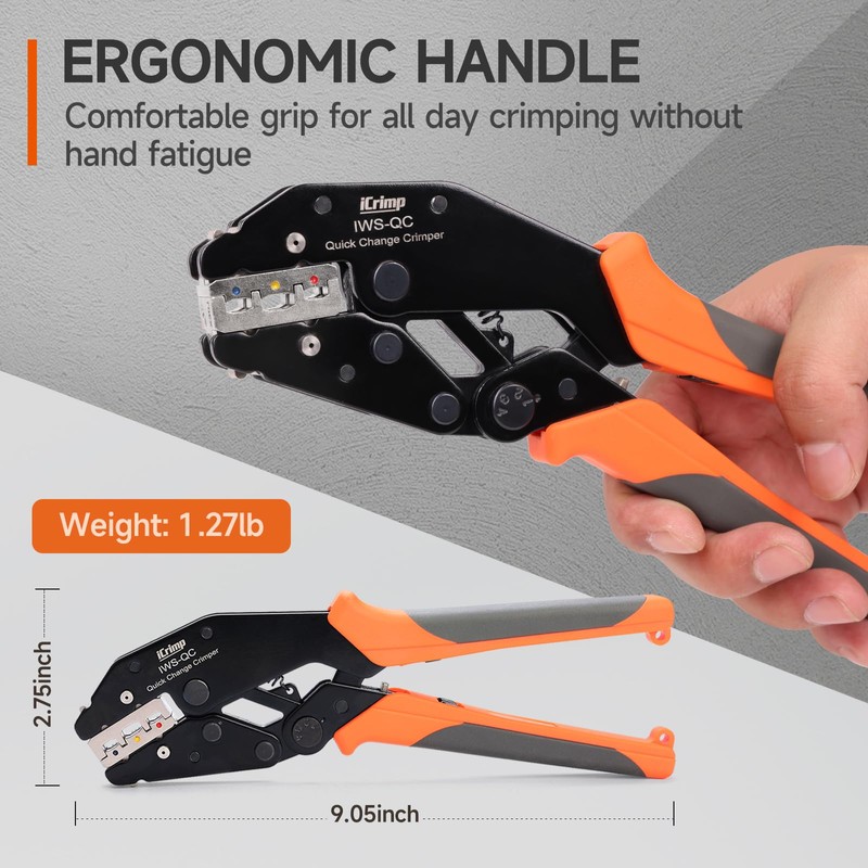 iCrimp Rachet Crimping Tool Set, Quick Change Jaws for Open
