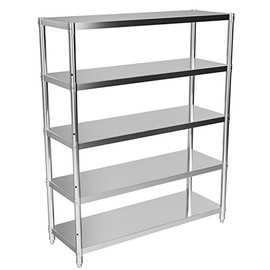 Storage Shelves, 5 Tier Shelf Adjustable Stainless Steel Shelves, Sturdy Metal Shelves Heavy Duty Shelving Units and Storage for Kitchen Commercial Office Garage Storage, 47L X 16W X 59H 1100Lbs Total