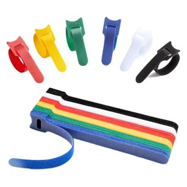 140 Pcs Ataduras de Cables Reutilizables, Organizador de Cables Cinchos de Tela Ajustables, Sujetacables de Colores Bridas para Cables con Gancho y Bu