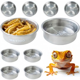 MRTIOO 0.5oz Feeding Cups 10pcs, Stainless Steel 304 SUS Metal, Reptile Food Bowls and Water Dish, for Crested Gecko, Lizard Or Other Small Pet Feeder Ledge Accessories Supplies