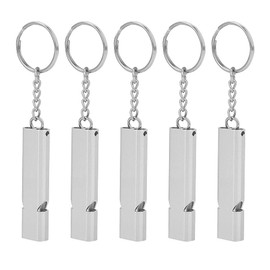 Bnineteenteam 5pcs silbatos de Emergencia, silbidos de Supervivencia de aleación de Aluminio con Llavero para Salvar Vidas, Senderismo, Camping (10 * 8 * 2cm-银色)