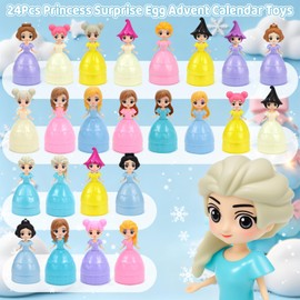 2026 Princess Advent Calendar 24 Days Christmas Surprise Eggs, 24 Dolls with Mix & Match Dress Up Outfits, Countdown Calendar for Girls, Xmas Gift for Girls Kids