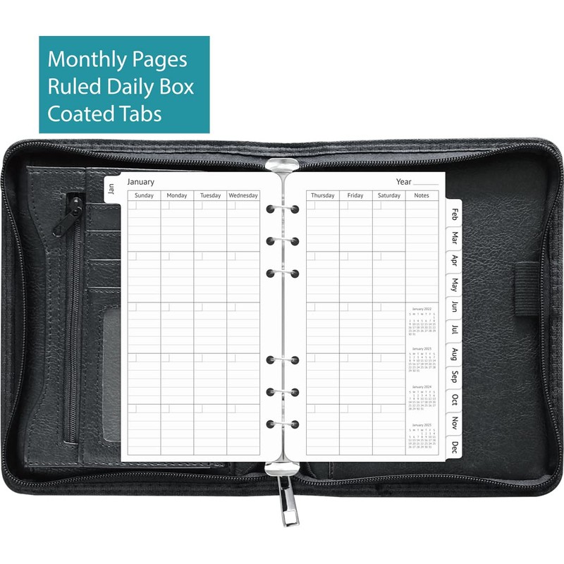 Fan&Ran Zipper Planner Organizer, Simulated Leather Undated Starter Set, A6/Personal