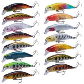 Goture Minnow Lures Set, Mountain Stream, Gulf, Sinking Minnows, Sea Bass, Trout, Flounder, Blue Fishing, Sea Fishing, Surface & Middle Layer, 2.0 oz (5 g), 2.0 inches (5 cm), 15 Piece Set, 15 Colors