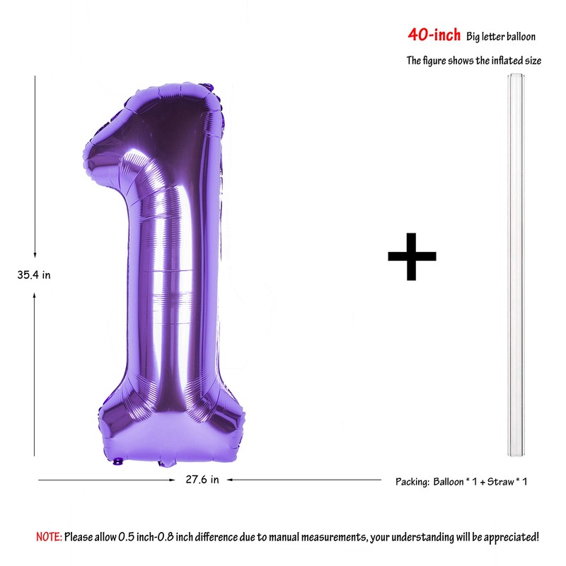 40 Inch Purple number Helium Foil Birthday Party Digit Balloons