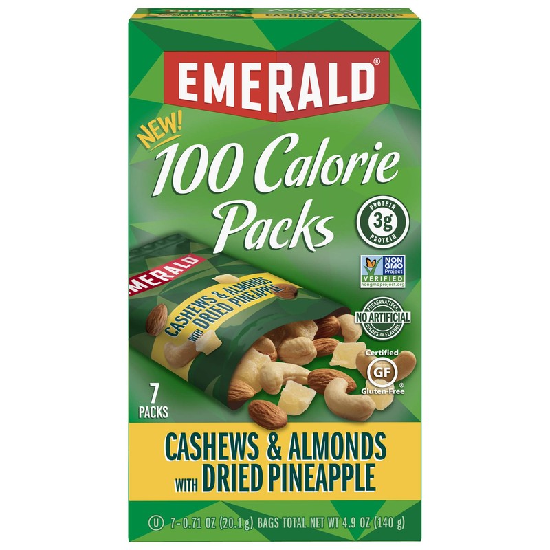 Emerald Nuts Cashews and Almonds with Dried Pineapple 100 Calorie