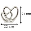 21cm Elegant Silver Love Heart Ornament | Double Heart Sculpture