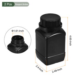 YOKIVE Pack of 2 Chemistry Reagents Bottles Laboratory Container with Wide Mouth Liquid Storage Ideal for Laboratory Shops Factory (Black, 8.45 oz)