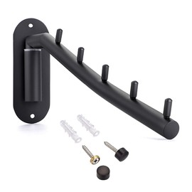 Sumnacon Folding Wall Hanger Rack, Wall Hanger, Wall Hanger, 5 Tiers, Stainless Steel, 180 Degree Adjustable Angle, Space Saving, For Bathroom, Kitchen, Bedroom, Outdoor, Black (Set of 1)