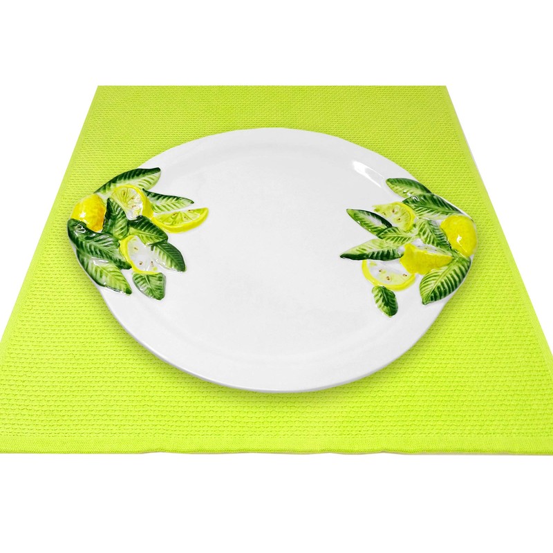 Hand Made Italian Ceramic Round Dinner Plate in Lemon Design