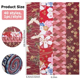DICOSMETIC 40Pcs Jelly Roll Fabric Cotton Fabric Quilting Strips Japanese Style Fabrics Cotton Strips Bundle for Sewing Crafting Blankets Rugs Upholstery Home Decor Purse Making