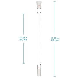 stonylab Air Condensation Tube, Borosilicate Glass Reflux Condenser with 24/40 Standard Joint 300 mm Jacket Length, 16 mm Diameter Lab Glass Condenser for Distillation Experiment