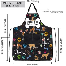 MBMSO Boxer Apron Boxer Dog Mom Apron Best Boxer Mom Ever Boxer Dog Dad Gifts for Boxer Lover Boxer Dog Apron with Pockets, Boxer mom Apron-b, Standard