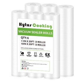 HytusCooking [6 Pack] Vacuum Sealer Bags Rolls, 3 Rolls 11" x 20' & 3 Rolls 10" x 20', Heavy Duty Multi-Layer Commercial Grade Food Storage Bags for Sous Vide, Meal Prep [BPA-Free]