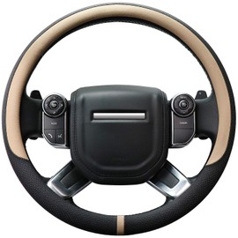 COFIT Breathable Car Steering Wheel Cover Leather Auto Universal 16 Inch Non-Slip Wrap Protection, Beige (Suit for 15 1/2-16 Inch)