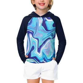Remimi - playera para niños con protección solar de secado rápido, para senderismo, 3 a 12 años, azul Wave, 3 Años/4 Años