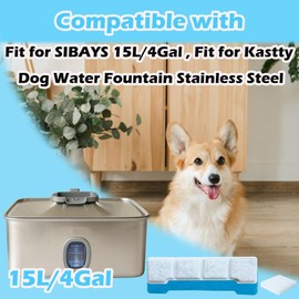 AFJWUZ 12 Set Dog Water Fountain Filters Replacement Compatible with SIBAYS 4Gal/15L, for Kastty 4Gal/15L Stainless Steel Fountain