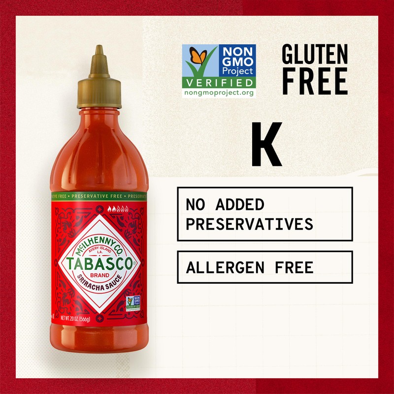 TABASCO Brand Sriracha Sauce, Medium Hot Sauce, Easy-to-Squeeze Bottle, Thai-Style