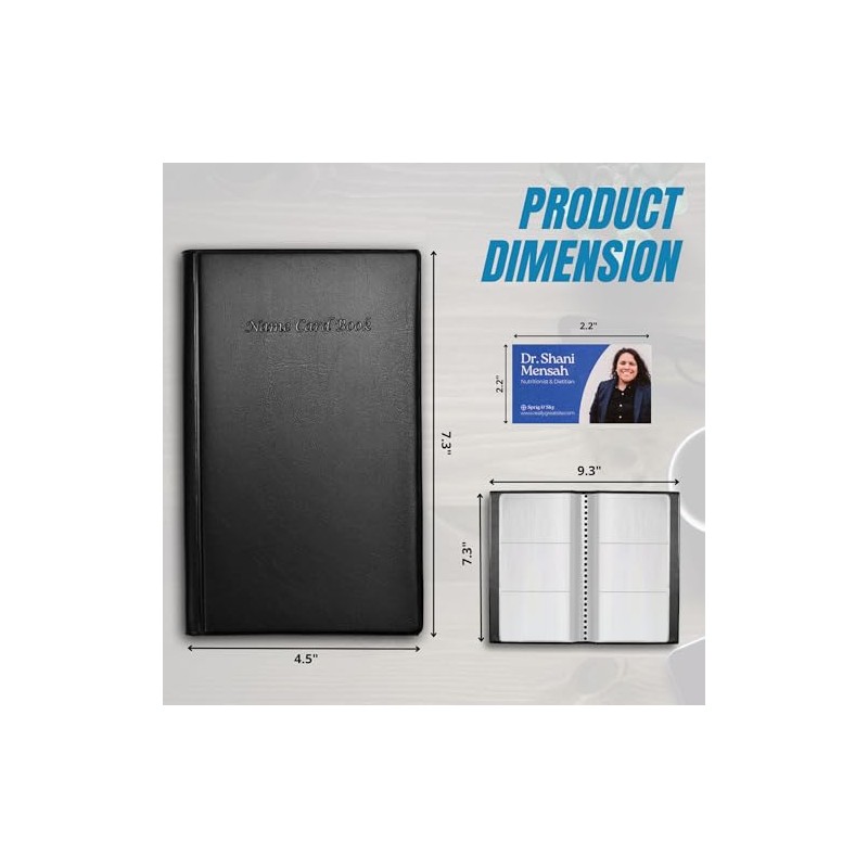 Professional Business Card Holder/Book with Black Cover Holds 300 Business
