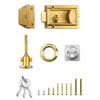 QWORK Night Latch Deadbolt Rim Lock with Key Gold Finish