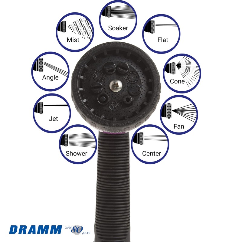 Dramm® Revolver Heavy Duty 9-Pattern Garden Hose Nozzle – Adjustable