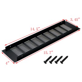 Geesatis Air Vent Covers for Floor, Cabinet, Wall, Ceiling – Heavy Duty Rust-Proof Aluminum Grille with Screws, 2 Pack, Black (15.7'' x 4'' Outer Size, Fits 14.5'' x 3.45" Duct Openings)
