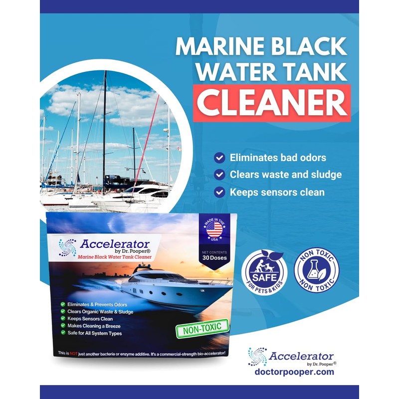 Accelerator Marine Black Water Tank Cleaner – Fast-Acting Powder Eliminates