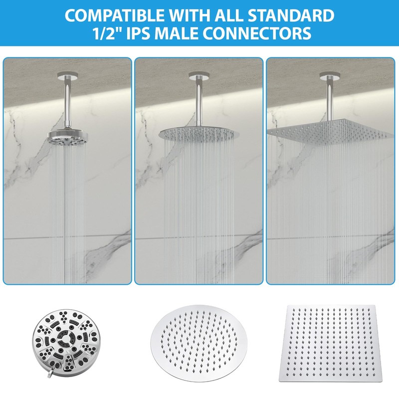 Lordear Shower Arm 6 Inch Chrome Ceiling Mount Shower Arm