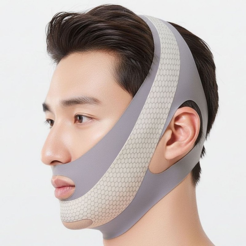 펀픽 남성용 턱 선 브이라인 얼굴 리프팅밴드, 그레이, 1개 Funpic