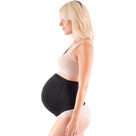 LOVELYBOBO Women's Maternity Belly Band Pregnancy Belt Support Stretch Band Pack of 2, Black + Nude