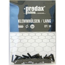 Predax Clamping sleeves – 50 crimp sleeves for steel leaders, diameter/length: 0.6 mm, long version