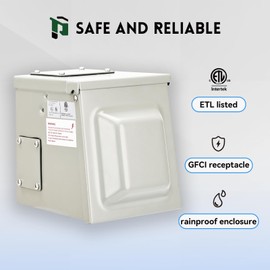 PLUGTUL Pre-drilled Outdoor Outlet Box with Switch, WRTR GFCI Outlet 20Amp, Weather Proof Enclosure Electrical Outlet Box, ETL Listed