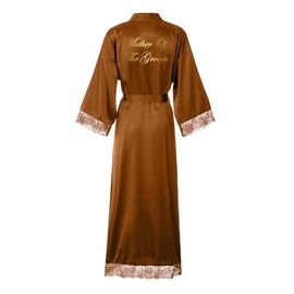 owiter LONG champagne Satin Robe for women Bride and Bridesmaid Dressing robe for Wedding Party……, Rust Mother of the Groom, One Size