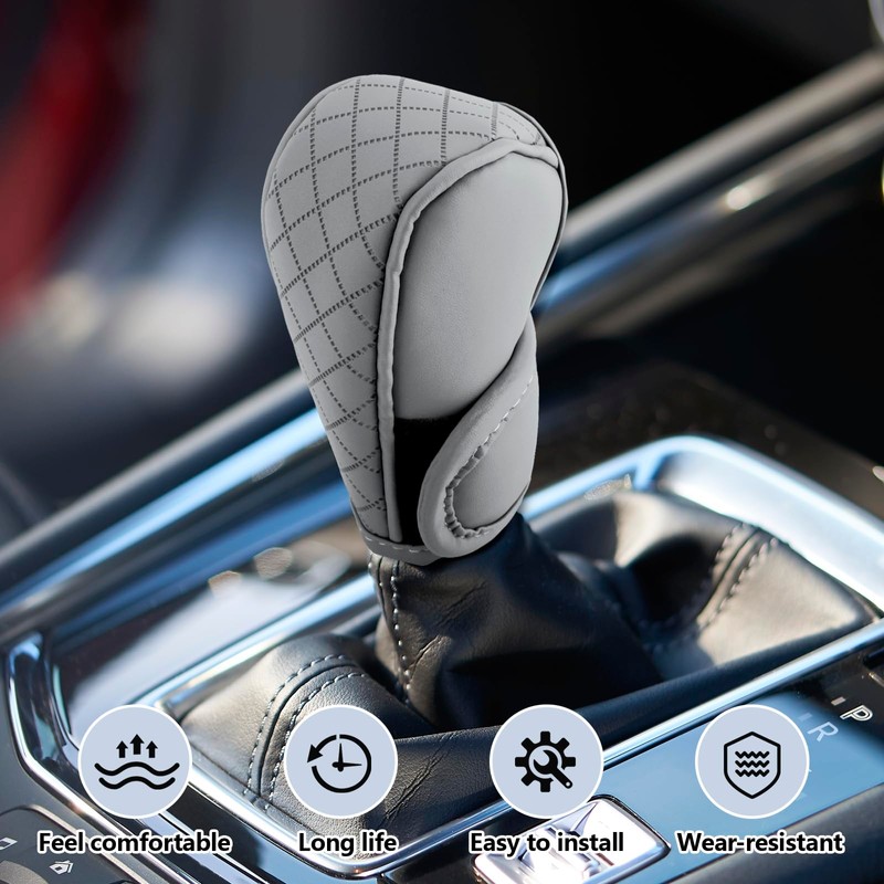Leather Gear Shift Cover,Anti-Slip Car Shift Knob Cover for Shift