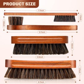 4 Pcs Horsehair Shine Shoes Brush Kit Polish Dauber Applicators Cleaning Leather Shoes Boots Care Brushes Suede Cleaner Brush with Microfiber Shoe Cloth(Brown Style A)