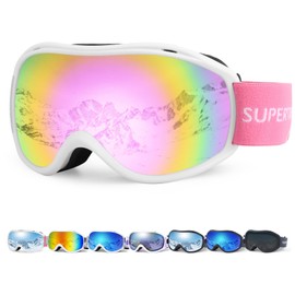 Supertrip Unisex Ski Goggles for Men and Women, Anti-Fog Ski Goggles for Glasses Wearers, UV Protection Ski Goggles Snowboard Goggles Spherical Mirrored Compatible Helmet for Adults Teenagers