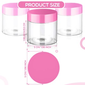 SATINIOR 100 Pcs Plastic Jars with Lids Small Containers Lids Wide Mouth Small Plastic Containers for Lotion Cream Rhinestones Body Butters Travel Storage(2 oz,Clear with Pink Lid)