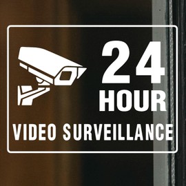 24 Hour Video Surveillance for Business Sign 8x6 Inch No Vaping Sticker Vinyl Sign Window Door Transparent Decals 2 Pack